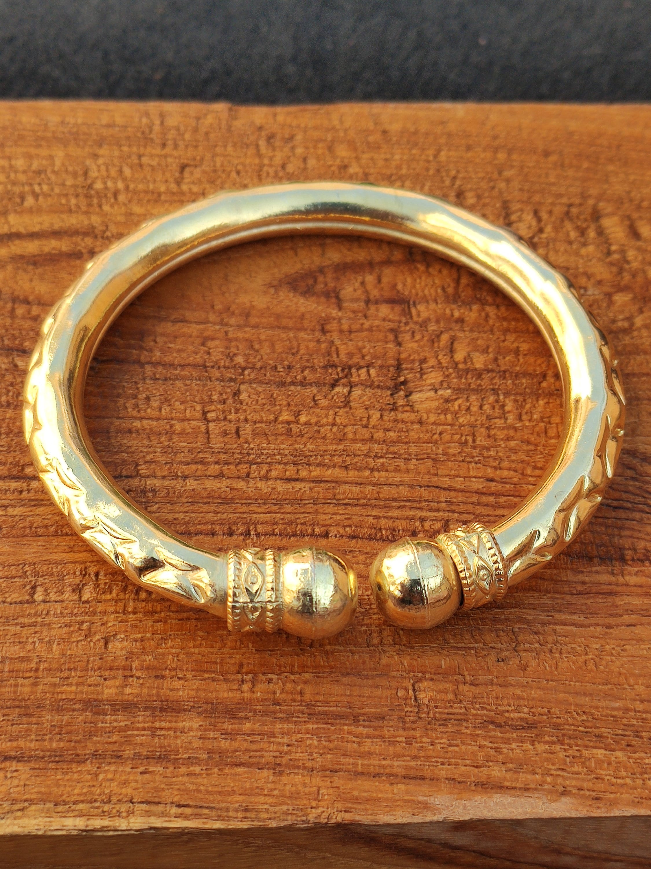Gold Plated Cuff Bangle: Handcrafted Indian Kada Bracelet, Ethnic