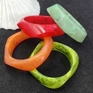 Multi Coloured Chunky Resin Bangle Bracelet Purely Handcrafted Exclusive Retro Wide Bangle Trendy Partywear Unique Charming Fashion Jewelry