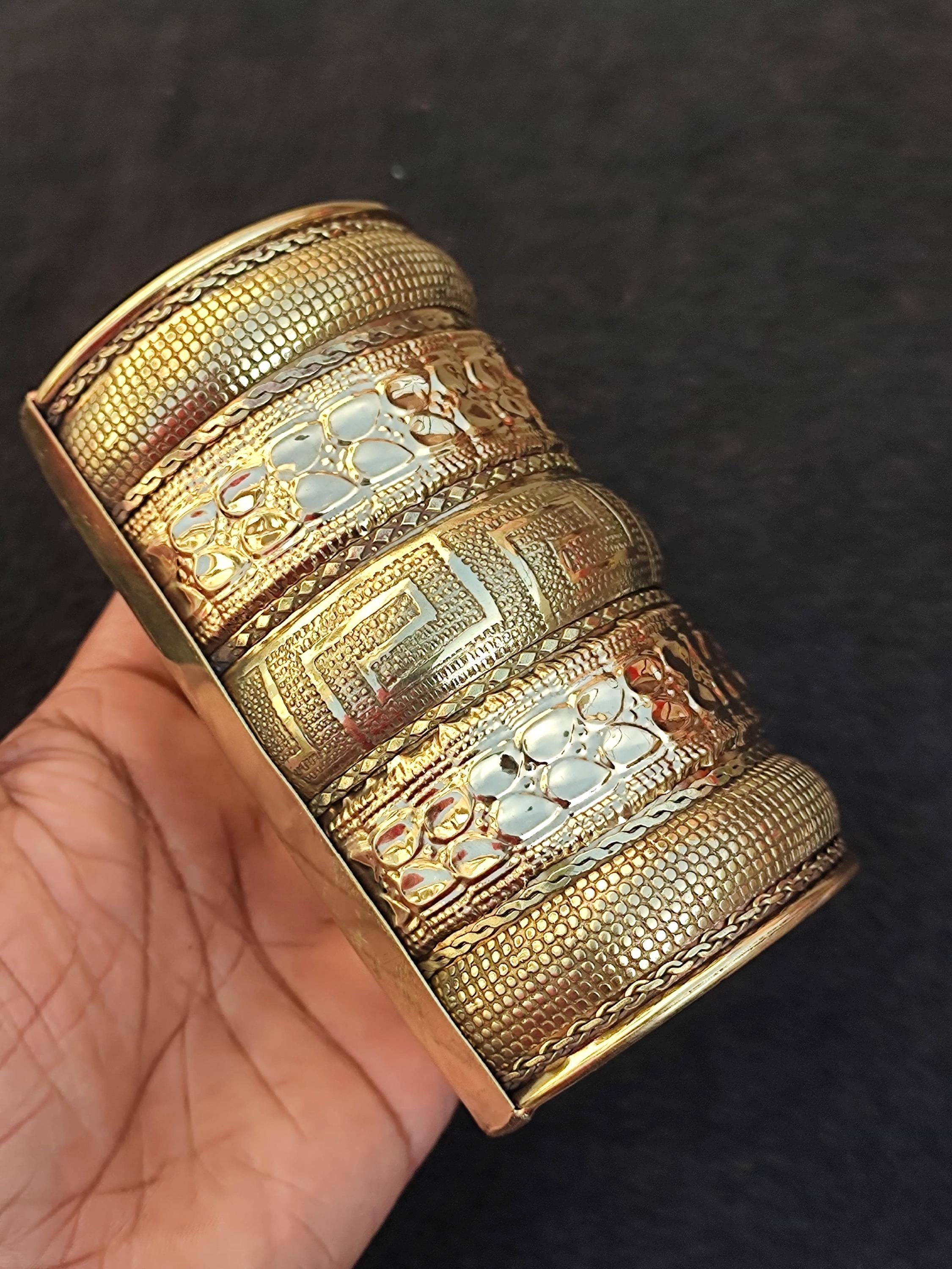 Handcrafted Brass Cuff Bangle: Antique Indian Jewelry - Etsy