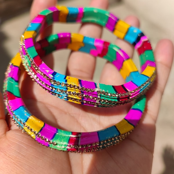 Multi Color Lakh Bangles  Lac Bangles Designer Jaipuriya Lakh Bangles Chuda Set Bohemian Traditional Handmade Fashion Jewelry Gift sale