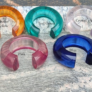 Joyería de resina, brazalete grande de resina transparente, brazaletes gruesos y coloridos apilables, joyería de moda bohemia de acrílico suave, regalo único