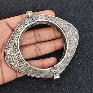 Silver Plated Brass Oxidized Bangle Vintage Antique Look Bracelet Kada Openable Screw Handcrafted Traditional Indian bangles for women Gift