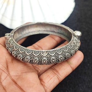Silver Oxidised Bangle Bracelet Vintage Style Indian Wedding Bangles Openable kada Beautiful Handmade  Bangle Unique Designs Hand Bangles