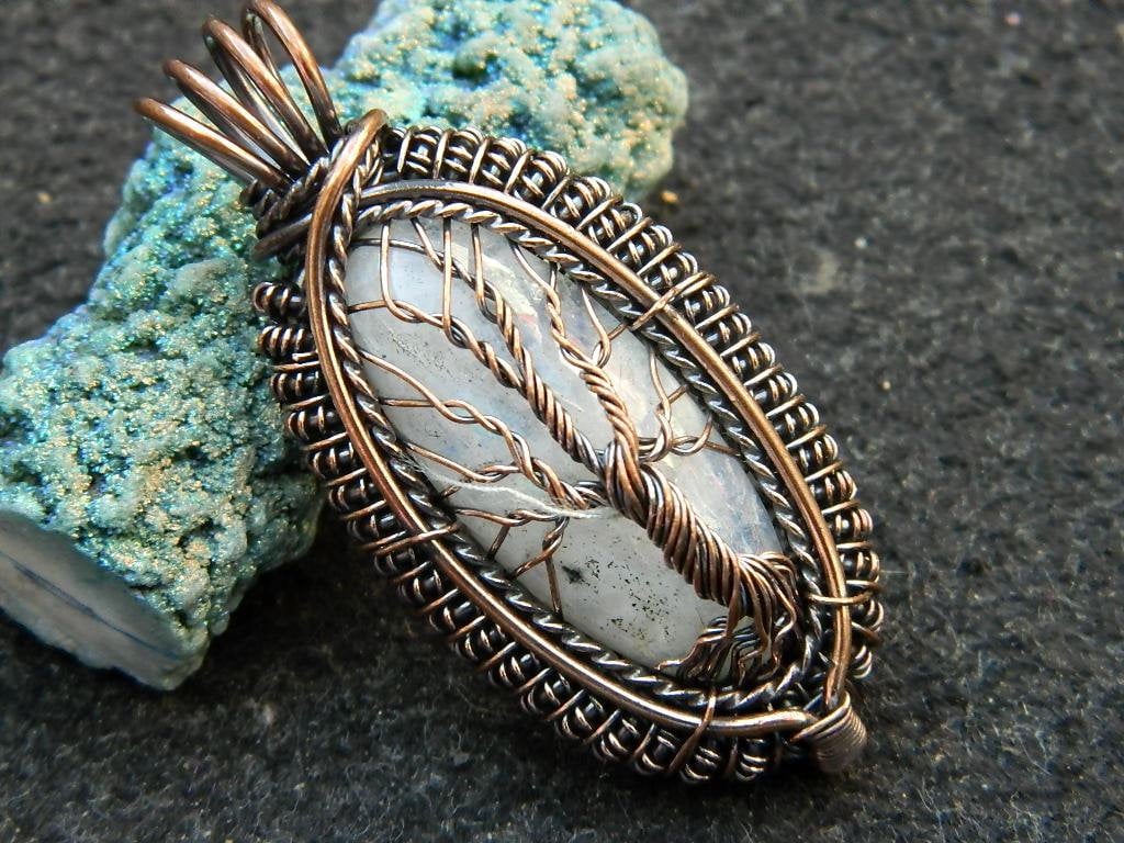 White Rainbow Tree of Life Copper Wire Wrapped Pendant - Etsy Canada