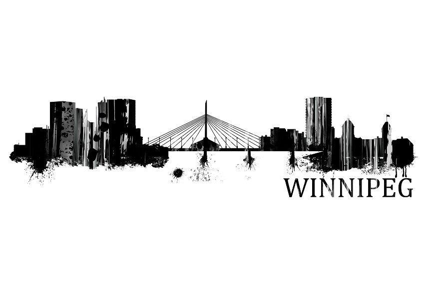 Winnipeg Skyline Watercolor Black and White Art Print 887 Etsy