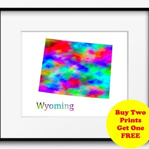 Wyoming State Map Aquarelle Art Print (110)
