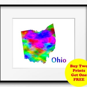 Ohio State Map Aquarelle Art Print (096)