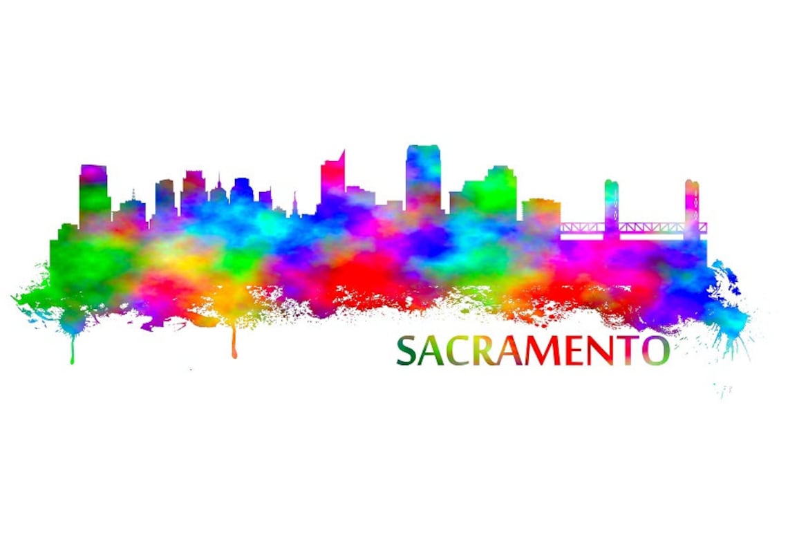 Sacramento Skyline Watercolor Art Print 447 Sacramento Etsy India