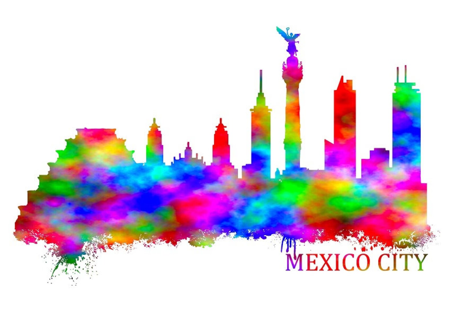 Mexico City Watercolor Skyline Art Print 208 Mexico City Cityscape