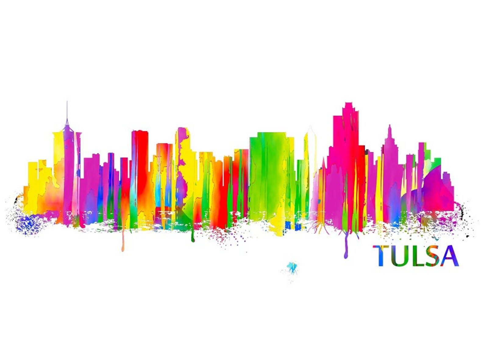 Tulsa Skyline Acuarela Impresión de arte 057 Tulsa Paisaje Etsy México