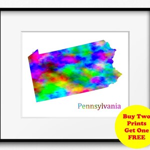 Pennsylvania State Map Aquarell Kunstdruck (099)