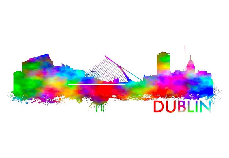 Dublin Skyline Watercolor Art Print 492 Dublin Cityscape, Dublin