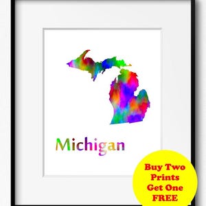 Michigan State Map Aquarelle Art Print (083)