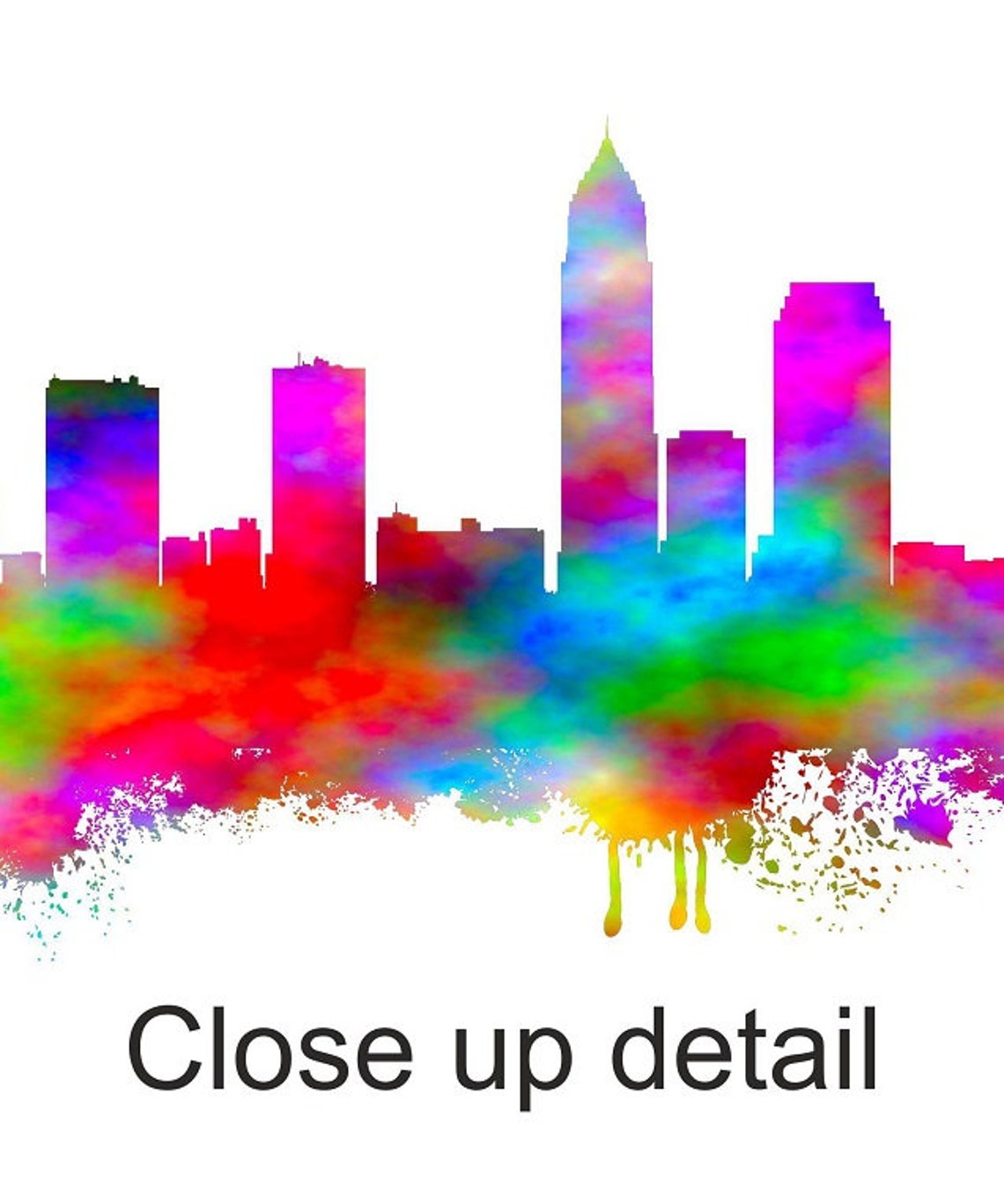 Cleveland Skyline Watercolor Art Print 420 Cleveland Cityscape