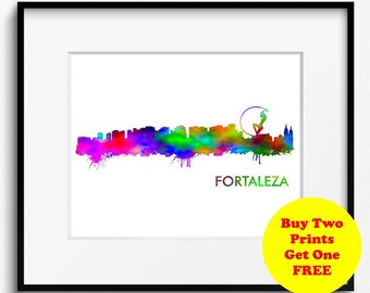 Fortaleza Skyline, Watercolor Art Print (227) Fortaleza Cityscape, Fortaleza Painting, Fortaleza Art Print, Fortaleza Poster, Brazil Print