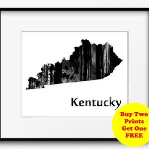 Kentucky State Map Watercolor Black and White Art Print (794) Bluegrass State États-Unis