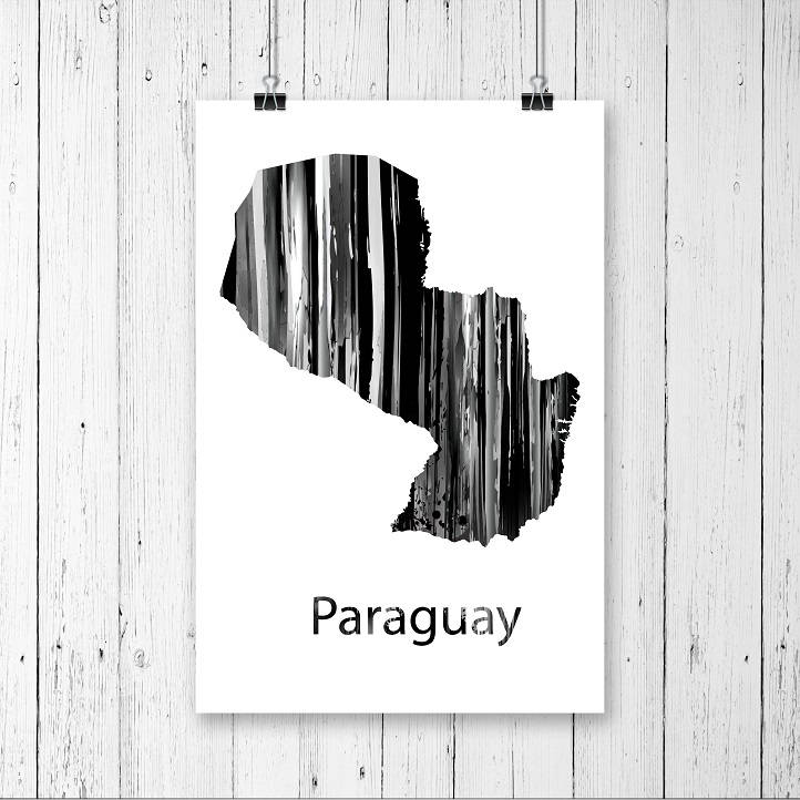 Paraguay Karte : Paraguay Karte Aquarell schwarz und weiß Kunstdruck 906 | Etsy : Map paraguay, is a landlocked country in central south america, bordered by argentina in south & southwest, brazil in east & northeast and bolivia in northwest.