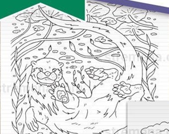 Forest Otter Family Cute Printable Coloring Pages PDF