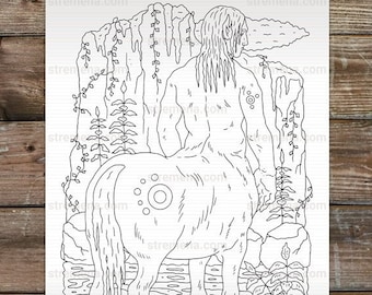 Printable Adult Coloring Page: Mythical Centaur
