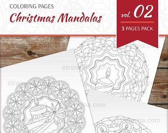 Christmas Mandala Coloring Pages: Christmas Candles