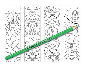 4 Printable Christmas Coloring Bookmarks