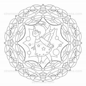 Christmas Tree, Angel & Snowman Mandala Coloring Pages image 4