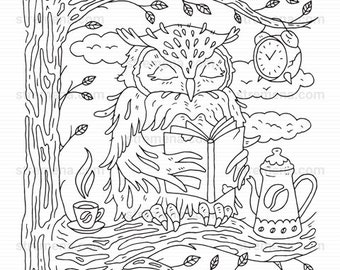 Lynx Wildcat and Owl Printable Animal Coloring Pages