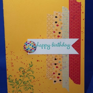 Handmade and stamped brightly colored birthday card