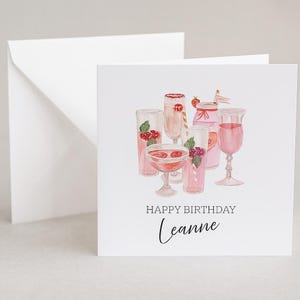 Biglietto di auguri personalizzato per cocktail di compleanno - Biglietto di auguri di buon compleanno, personalizzato, biglietto personalizzato, buon compleanno, grazie, biglietto di auguri personalizzato