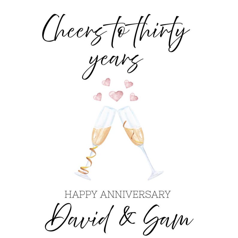 Personalized 30th Anniversary Card: 'cheers to Thirty Years' - Etsy ...