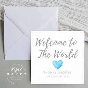 Welcome Baby Boy - Wenskaart, geboortekaart, zoon, kleinzoon, gepersonaliseerd, op maat, nieuwe baby
