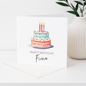 Carte de gâteau d'anniversaire personnalisée - carte de joyeux anniversaire, personnalisée, carte personnalisée, joyeux anniversaire, merci, carte de voeux personnalisée