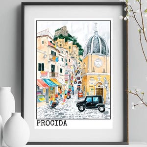 Procida Italy Art Print: Colorful Travel Poster