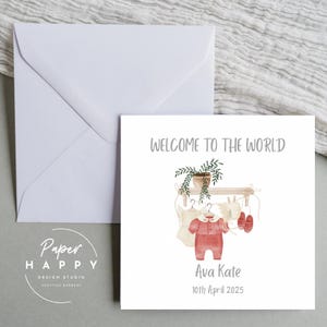 Bienvenue personnalisé bébé fille - carte de voeux, carte de naissance, fille, petite-fille, personnalisée, sur mesure, nouveau bébé