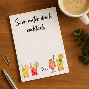 A6 Cocktail Notepad: To Do List, Daily Planner (50 Pages)
