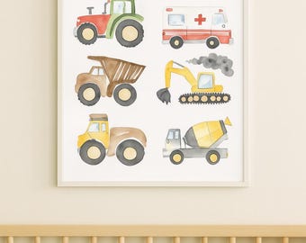 Fahrzeug Druck: Aquarell Auto Kinderzimmer Dekor