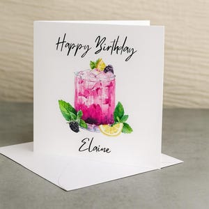 Gepersonaliseerde gincocktail verjaardag - wenskaart, aangepaste kaart, gelukkige verjaardag, bedankt, wenskaart, cadeau,