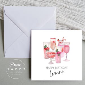 Biglietto di auguri personalizzato per cocktail di compleanno - Biglietto di auguri di buon compleanno, personalizzato, biglietto personalizzato, buon compleanno, grazie, biglietto di auguri personalizzato