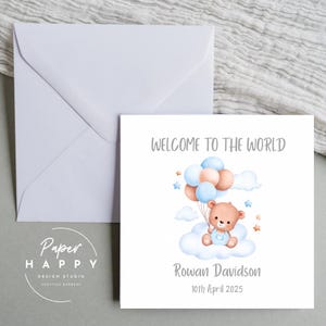 Cartão personalizado para recém-nascido, Cartão de boas-vindas ao bebê, Cartão para bebê menino, Cartão de parabéns, Chegada de um novo bebê - Cartão personalizado