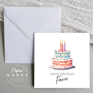 Carte de gâteau d'anniversaire personnalisée - carte de joyeux anniversaire, personnalisée, carte personnalisée, joyeux anniversaire, merci, carte de voeux personnalisée