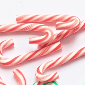 2/4/6/10pcs Large Christmas candy cane, polymer clay candy canes, red and white