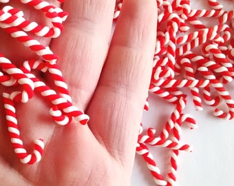 5/10/20pcs Small Christmas candy cane, polymer clay candy canes, decoden kawaii craft supplies