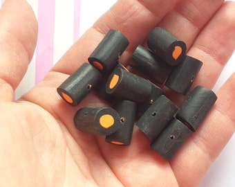 5/10/20pcs Fake candy black and orange liquorice beads, fake candy food, craft supplies
