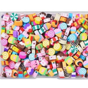 200pcs clay cake and sweets beads , polymer clay beads, kawaii food charms, dolls house craft supplies