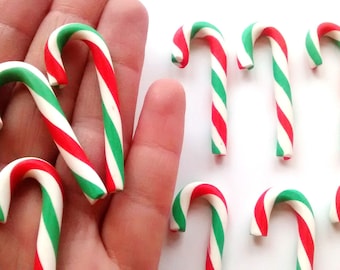 2/4/6 pieces Large Christmas candy cane, polymer clay candy canes, decoden kawaii craft supplies style 3