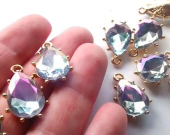 1/3/5pcs sparkly teardrop charms, diamond charm, gold charm, planner charm,  decoden, scrapbooking, jewellery making, cabs, craft supplies,