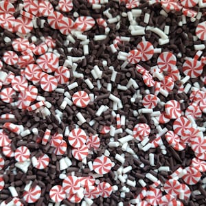 10g Red peppermint chocolate sprinkle mix, clay sprinkle cabochons, funfetti, resin slime supplies