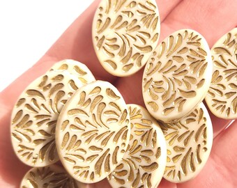 20/50/100pcs acrylic cream and gold enlaced beads , large oval beads , jewellery making , craft supplies