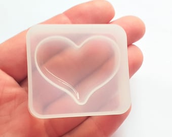 Heart charm mold, flexible mold - for UV epoxy resin and more - mold creations - kawaii craft supplies,