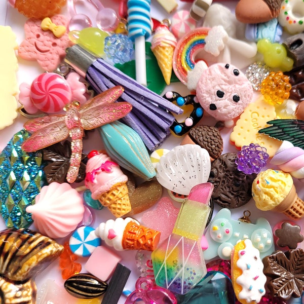 10/20/50/100/500/1000pcs Énorme mélange kawaii de charms et cabochons - destash - BULK buy